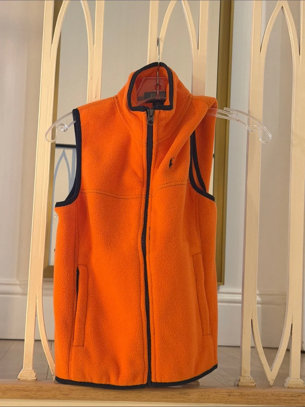 Ralph Lauren Orange Fleece Vest with Black Trim